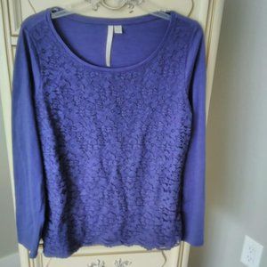 LC Lauren Contrad Lace overlay long sleeve tee